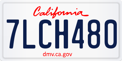 CA license plate 7LCH480