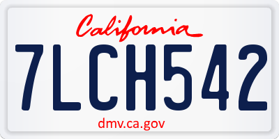 CA license plate 7LCH542