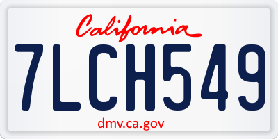 CA license plate 7LCH549