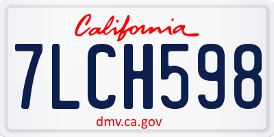 CA license plate 7LCH598