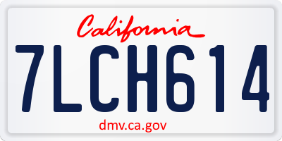 CA license plate 7LCH614