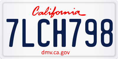 CA license plate 7LCH798