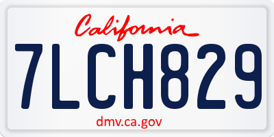 CA license plate 7LCH829