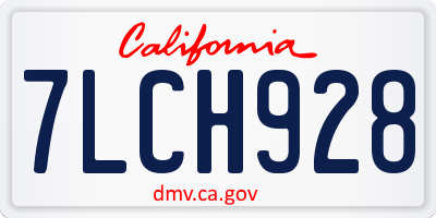 CA license plate 7LCH928