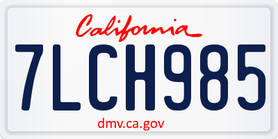 CA license plate 7LCH985
