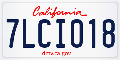 CA license plate 7LCI018