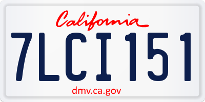 CA license plate 7LCI151