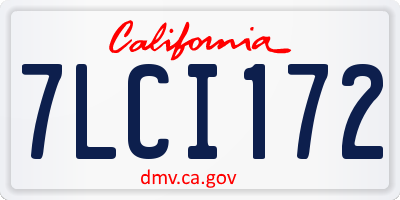 CA license plate 7LCI172