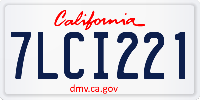 CA license plate 7LCI221