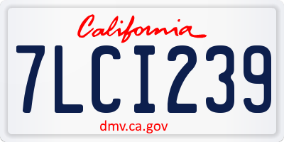 CA license plate 7LCI239