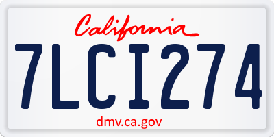 CA license plate 7LCI274