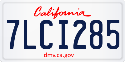 CA license plate 7LCI285