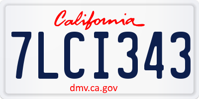 CA license plate 7LCI343