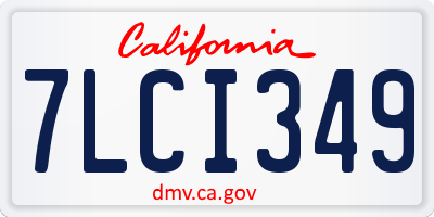 CA license plate 7LCI349
