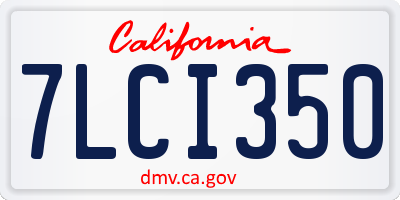 CA license plate 7LCI350