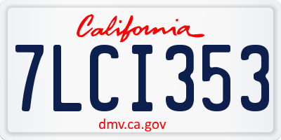 CA license plate 7LCI353