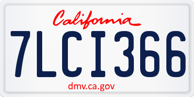 CA license plate 7LCI366