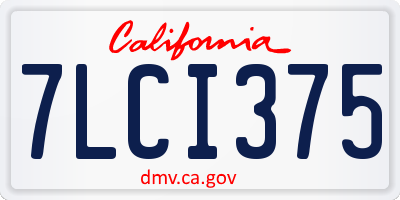 CA license plate 7LCI375