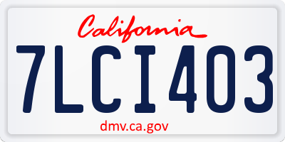 CA license plate 7LCI403
