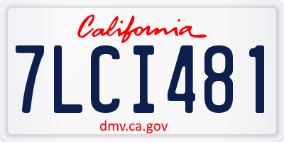 CA license plate 7LCI481