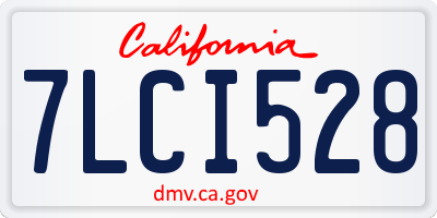 CA license plate 7LCI528