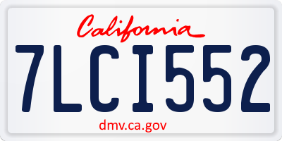 CA license plate 7LCI552