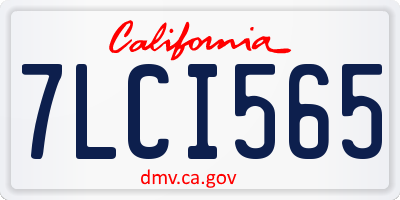 CA license plate 7LCI565