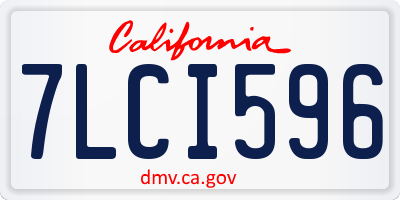 CA license plate 7LCI596
