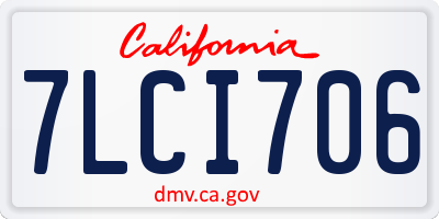 CA license plate 7LCI706