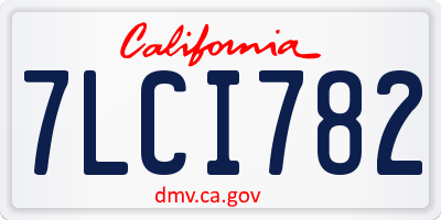 CA license plate 7LCI782