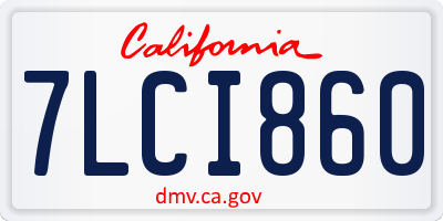 CA license plate 7LCI860