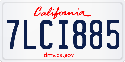 CA license plate 7LCI885