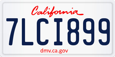 CA license plate 7LCI899