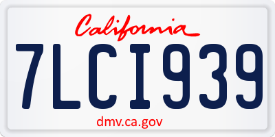 CA license plate 7LCI939