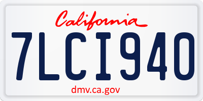 CA license plate 7LCI940