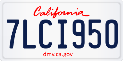 CA license plate 7LCI950