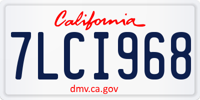CA license plate 7LCI968