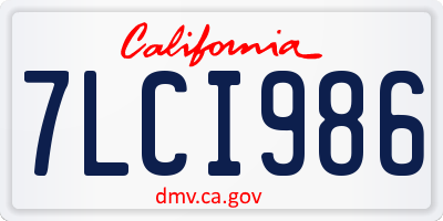 CA license plate 7LCI986