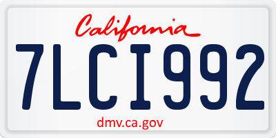 CA license plate 7LCI992