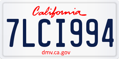 CA license plate 7LCI994