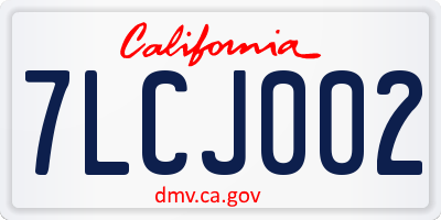 CA license plate 7LCJ002