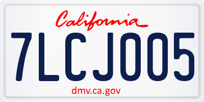 CA license plate 7LCJ005