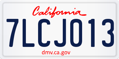 CA license plate 7LCJ013