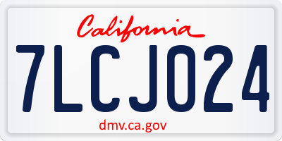CA license plate 7LCJ024