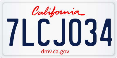 CA license plate 7LCJ034