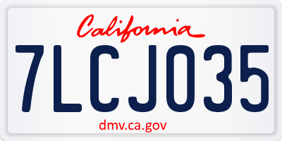 CA license plate 7LCJ035