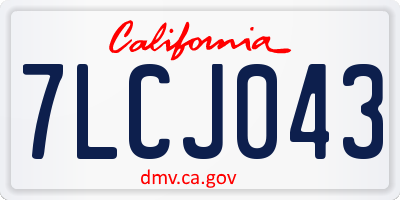 CA license plate 7LCJ043