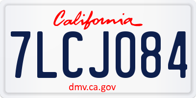 CA license plate 7LCJ084