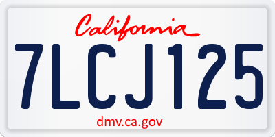 CA license plate 7LCJ125