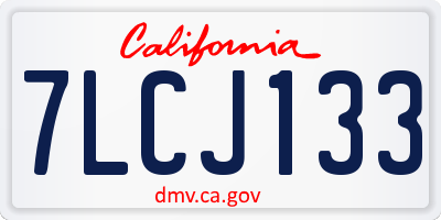 CA license plate 7LCJ133